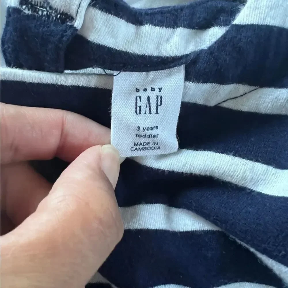 Baby Gap Toddler Print Fit and Flare Dress Navy Stripes 3T EUC